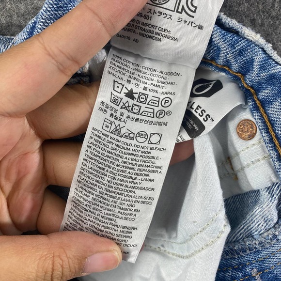 Levis Wedgie Short 31 Light Blue Denim High Rise Distressed Jean Cutoff - Picture 13 of 16